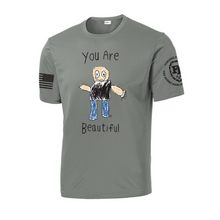 Load image into Gallery viewer, Forging Forward &quot;You Are Beautiful&quot; Gray Concrete Moisture Wicking T-Shirt

