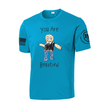 Load image into Gallery viewer, Forging Forward &quot;You Are Beautiful&quot; Atomic Blue Moisture Wicking T-Shirt
